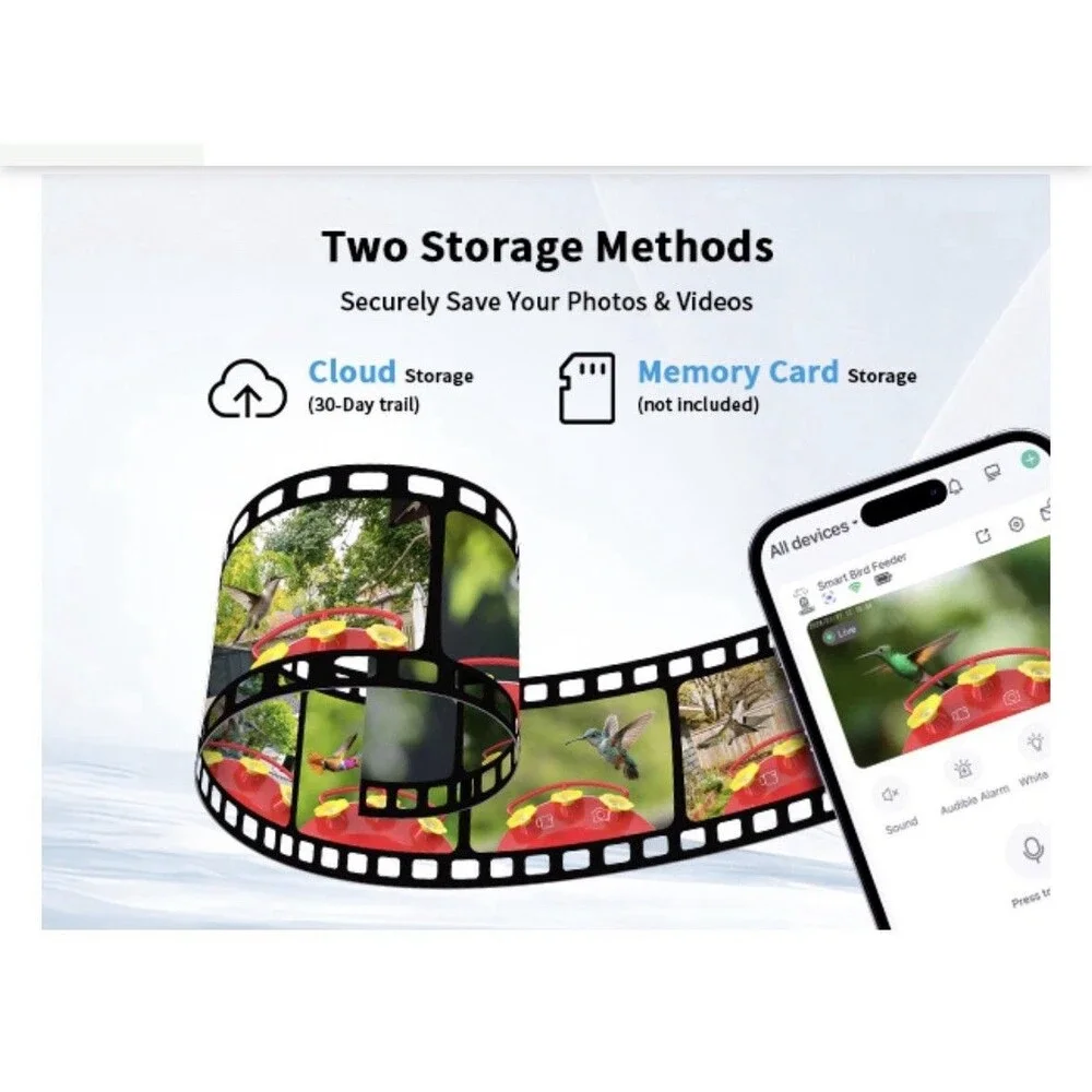 HARYMOR G10 Smart Hummingbird Feeder with Camera Solar Powered, AI Identify